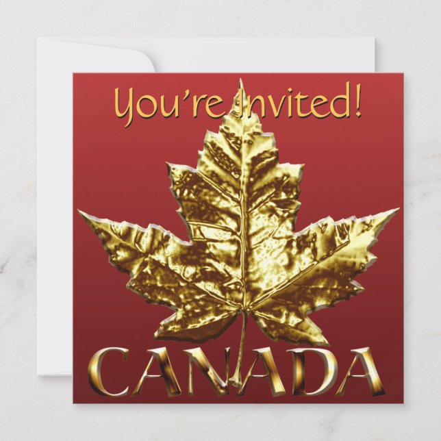 Canada Invitations Personalized Gold Canada RSVP (Front)