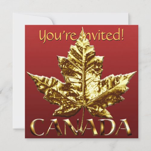 Canada Invitations Personalized Gold Canada RSVP