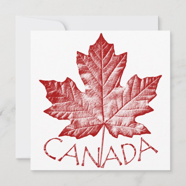Canada Invitations Personalized Maple Leaf CN RSVP (Front)