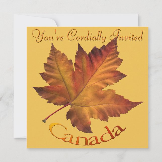 Canada Invitations Personalized Maple Leaf CN RSVP (Front)