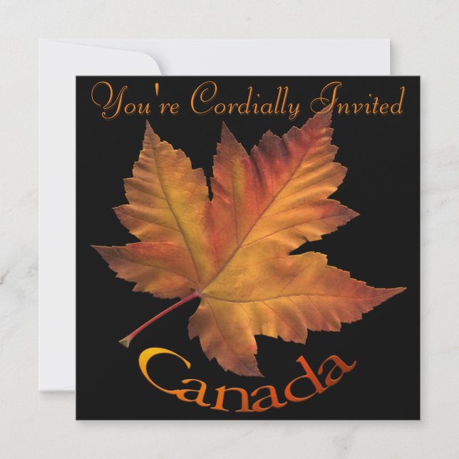 Canada Invitations Personalized Maple Leaf CN RSVP (Front)