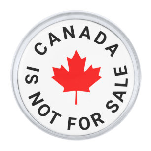 Canada is not for sale red maple leaf custom text silver finish lapel pin