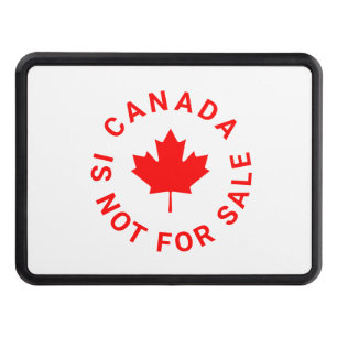 Canada is not for sale red maple leaf typography hitch cover
