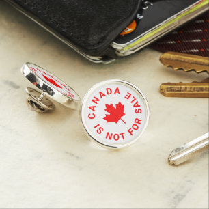 Canada is not for sale red maple leaf typography lapel pin