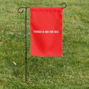 Canada is not for sale red white text minimalist garden flag