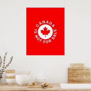 Canada is not for sale typography red maple leaf poster