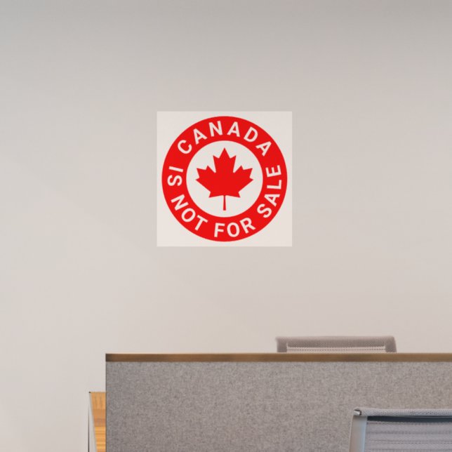Canada is not for sale typography red maple leaf wall decal  (Office)
