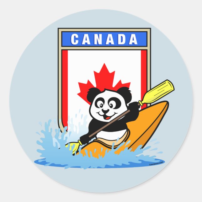 Canada Kayaking Panda Classic Round Sticker (Front)