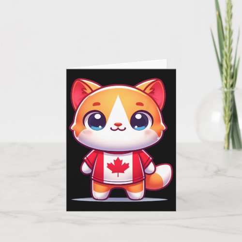 Canada Kids Flag Cute Cat Canada Day Flag Canadian Card