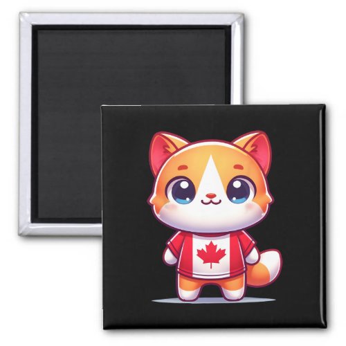 Canada Kids Flag Cute Cat Canada Day Flag Canadian Magnet
