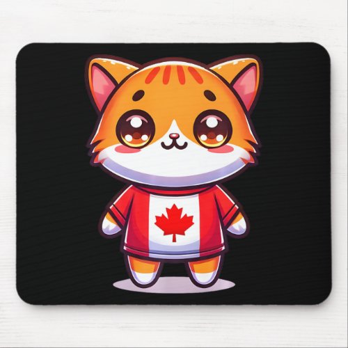 Canada Kids Flag Cute Cat Canada Day Flag Canadian Mouse Pad