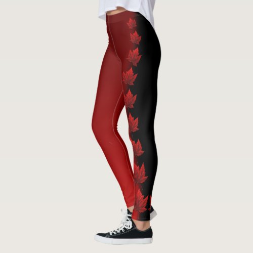 Canada Leggings Custom Canada Maple Leaf Pants