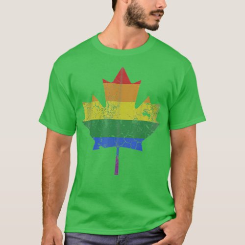 Canada LGB Pride  LGBQ Canadian Maple Leaf  T_Shirt