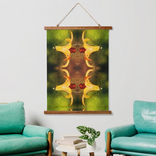 Canada Lily And Insect Abstract Distressed Hanging Tapestry