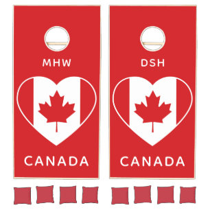 Canada Love Custom monograms Cornhole Set