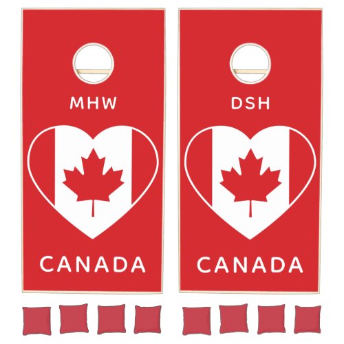 Canada Love Custom monograms Cornhole Set