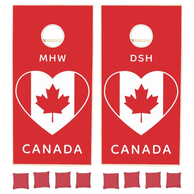 Canada Love Custom monograms Cornhole Set (Set)