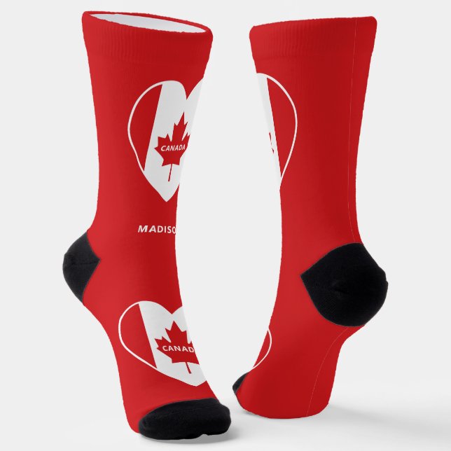 CANADA Love custom name Socks (Angled)