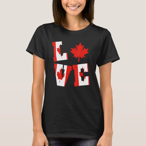 Canada Love Maple Leaf  Patriotic Canadian Flag T_Shirt