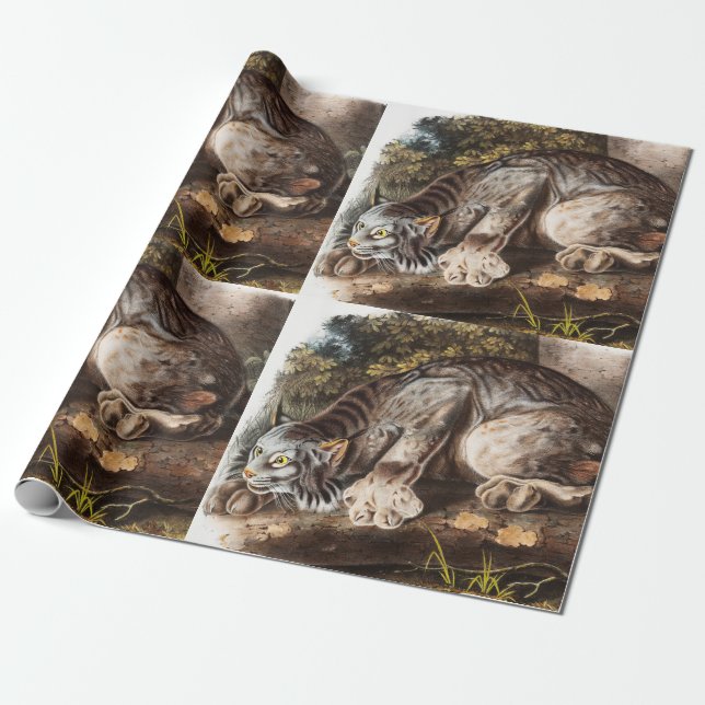 Canada Lynx (Lynx Canadensis) Illustration Wrapping Paper (Unrolled)