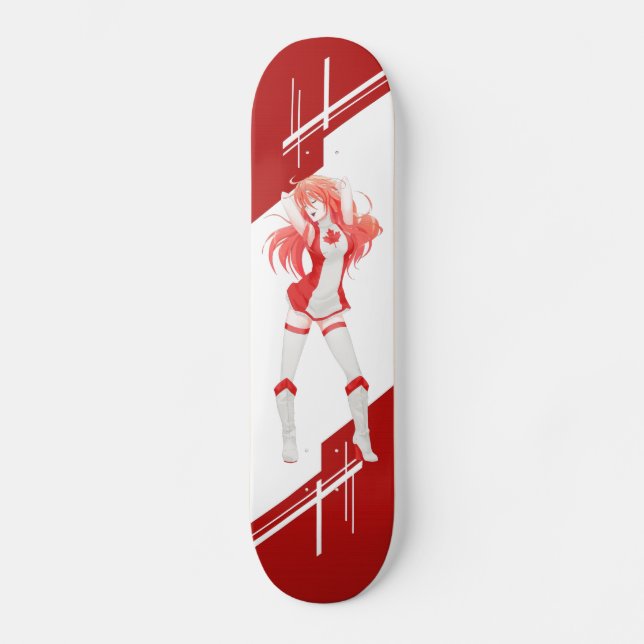 Canada Manga Anime girl dressed in Flag Skateboard Deck (Front)