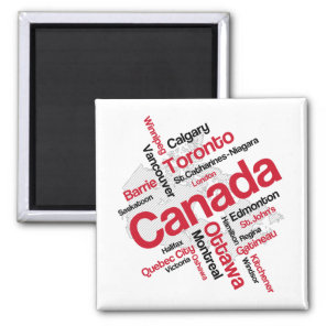Canada Map Cities Magnet