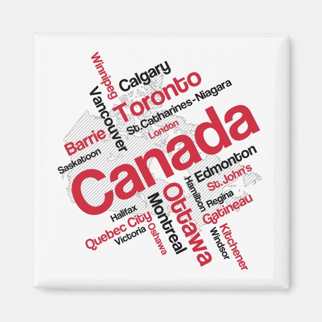 Canada Map Cities Magnet (Front)