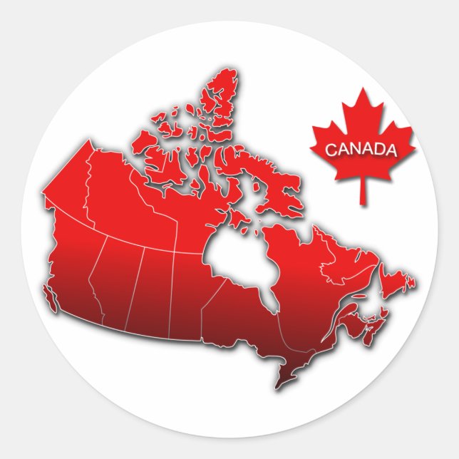 CANADA MAP CLASSIC ROUND STICKER (Front)