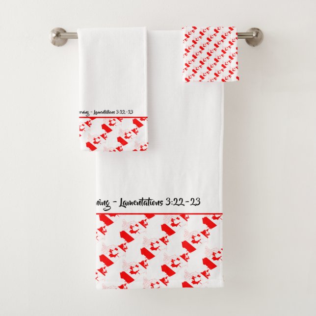 CANADA MAP Customized Scripture Maple Leaf Bath Towel Set (Insitu)