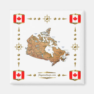 Canada Map + Flags Magnet