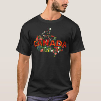 Canada Map With Native Herbs Amp Botanicals - T-Shirt