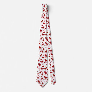 Canada Maple Leaf and Moose Pattern Neck Tie