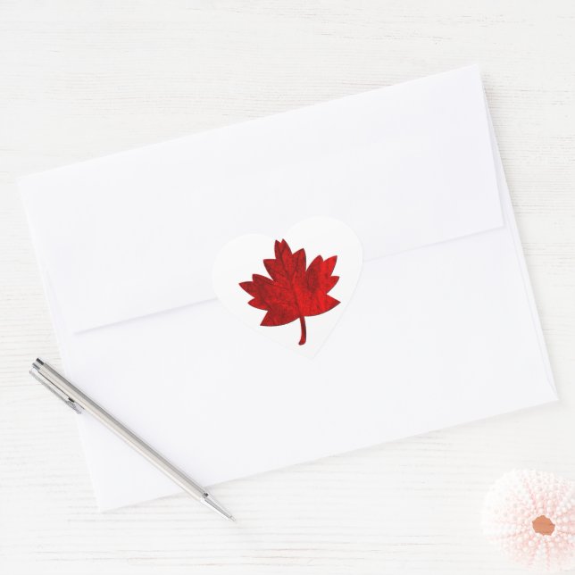 Canada-Maple Leaf by Shirley Taylor Heart Sticker (Envelope)