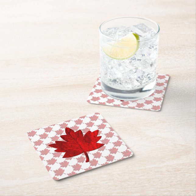Canada-Maple Leaf by Shirley Taylor Square Paper Coaster (Insitu)