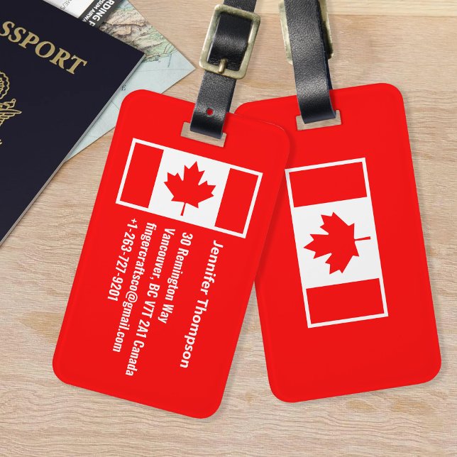 Canada Maple Leaf Canada Flag Monogram Luggage Tag (Creator Uploaded)