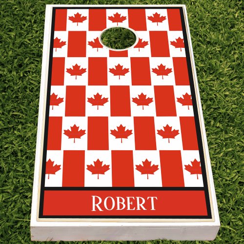 Canada Maple Leaf Canadian Flag Pattern Name Cornhole Set