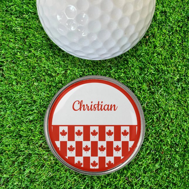 Canada Maple Leaf Canadian Flag Pattern Name Golf Ball Marker (canada flag pattern golf ball marker)