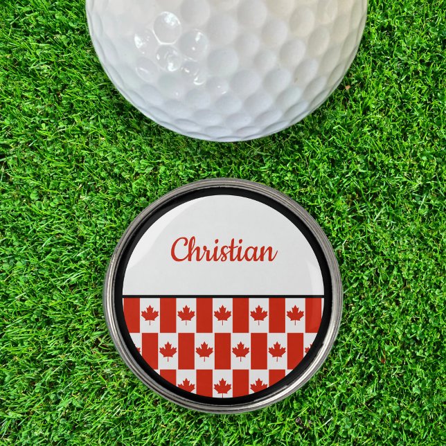 Canada Maple Leaf Canadian Flag Pattern Name Golf Ball Marker (canada flag pattern golf ball marker)