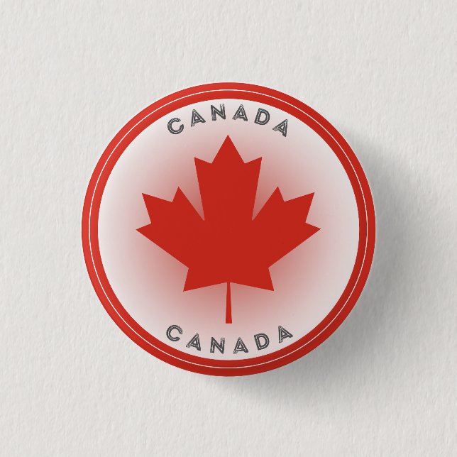 Canada Maple Leaf Circle Shape Button (Front)