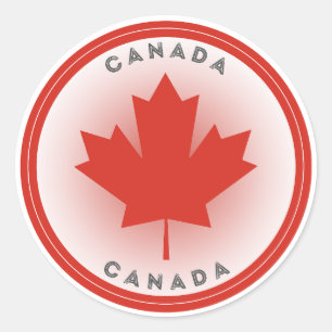 Canada Maple Leaf Circle Shape Classic Round Sticker