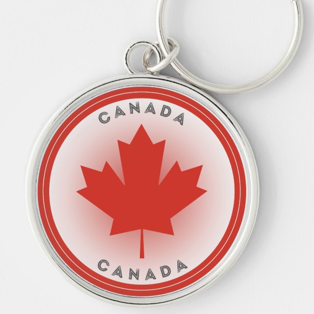 Canada Maple Leaf Circle Shape Keychain (Front)