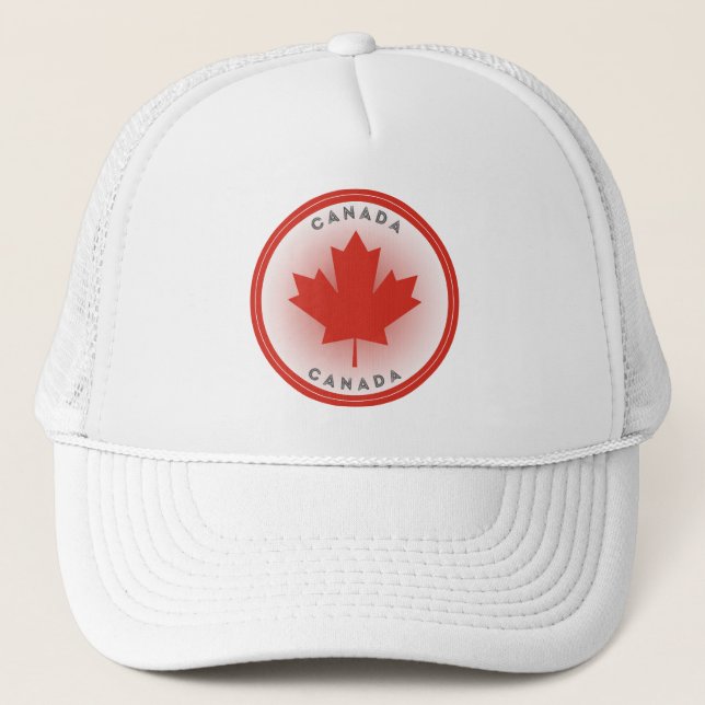 Canada Maple Leaf Circle Shape Trucker Hat (Front)