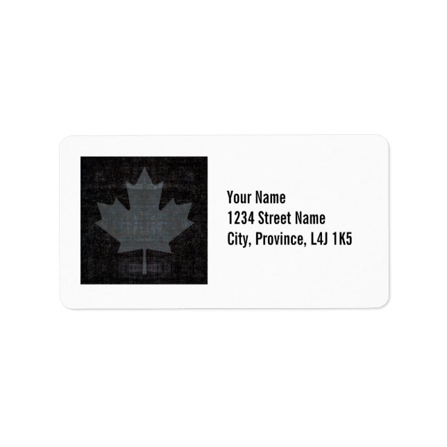 Canada maple leaf flag gray and black design label (Front)