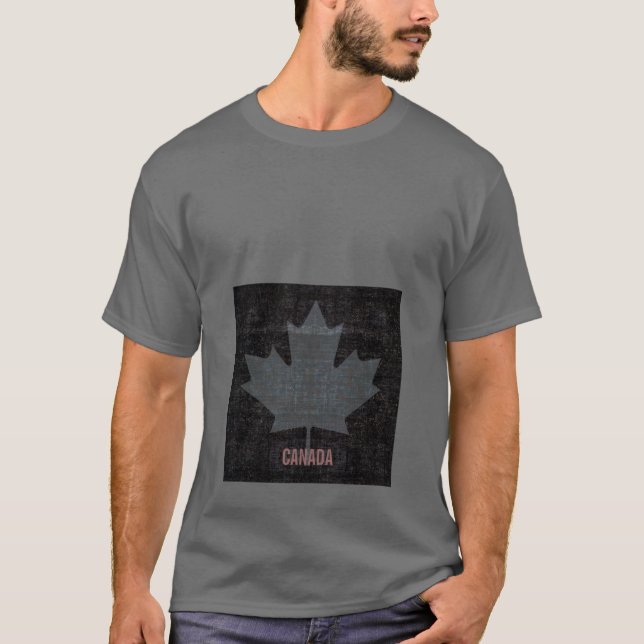 Canada maple leaf flag gray and black design T-Shirt (Front)
