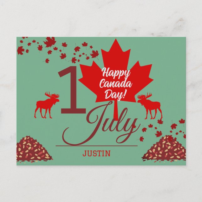 Canada Maple Leaf, Happy canada day, 1st of July Holiday Postcard (Front)