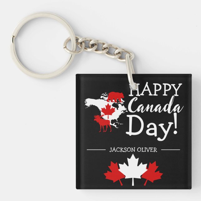 Canada Maple Leaf, Happy canada day, 1st of July Keychain (Front)