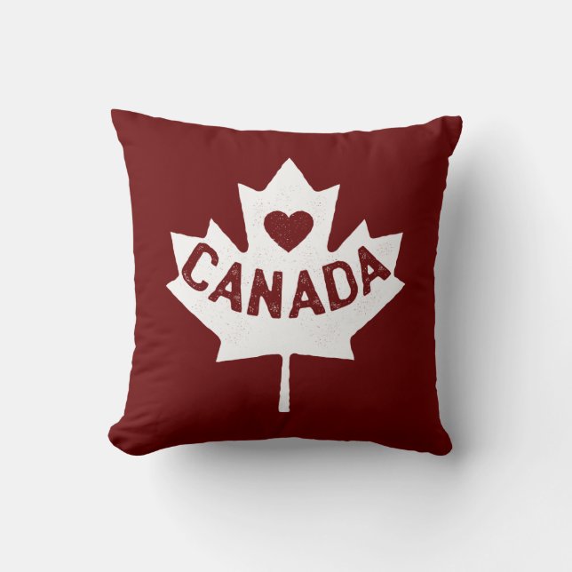 Canada Maple Leaf Heart Throw Pillow (Front)