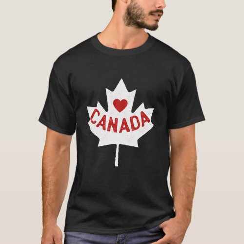 Canada Maple Leaf I Love Heart Canadian Flag Canad T_Shirt