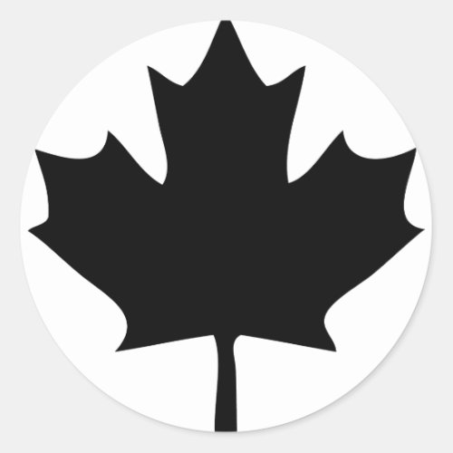 canada maple leaf icon black classic round sticker
