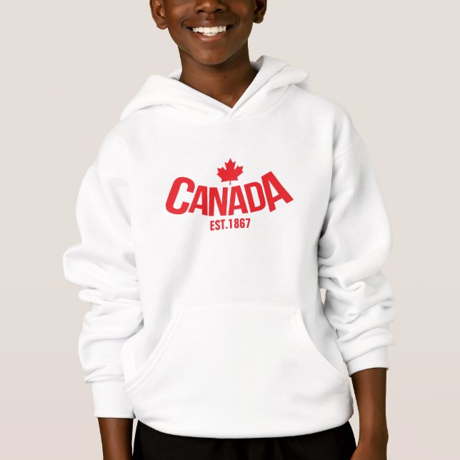 Canada maple leaf kids hooded jumper hoodie (Front)